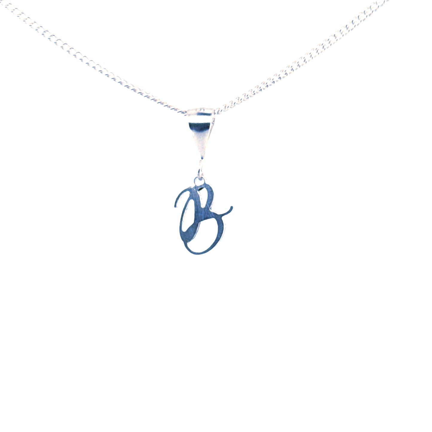 Personalised letter pendant, Italic style, Silver Silver