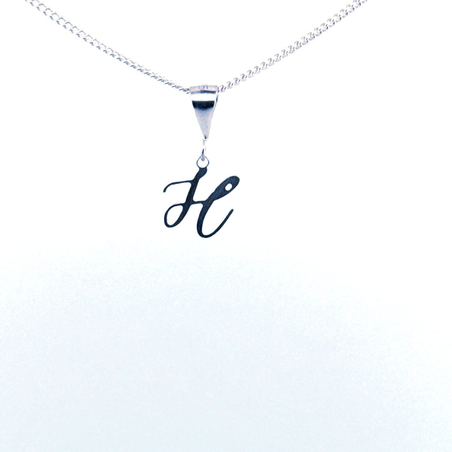 Personalised letter pendant, Italic style, Silver Silver