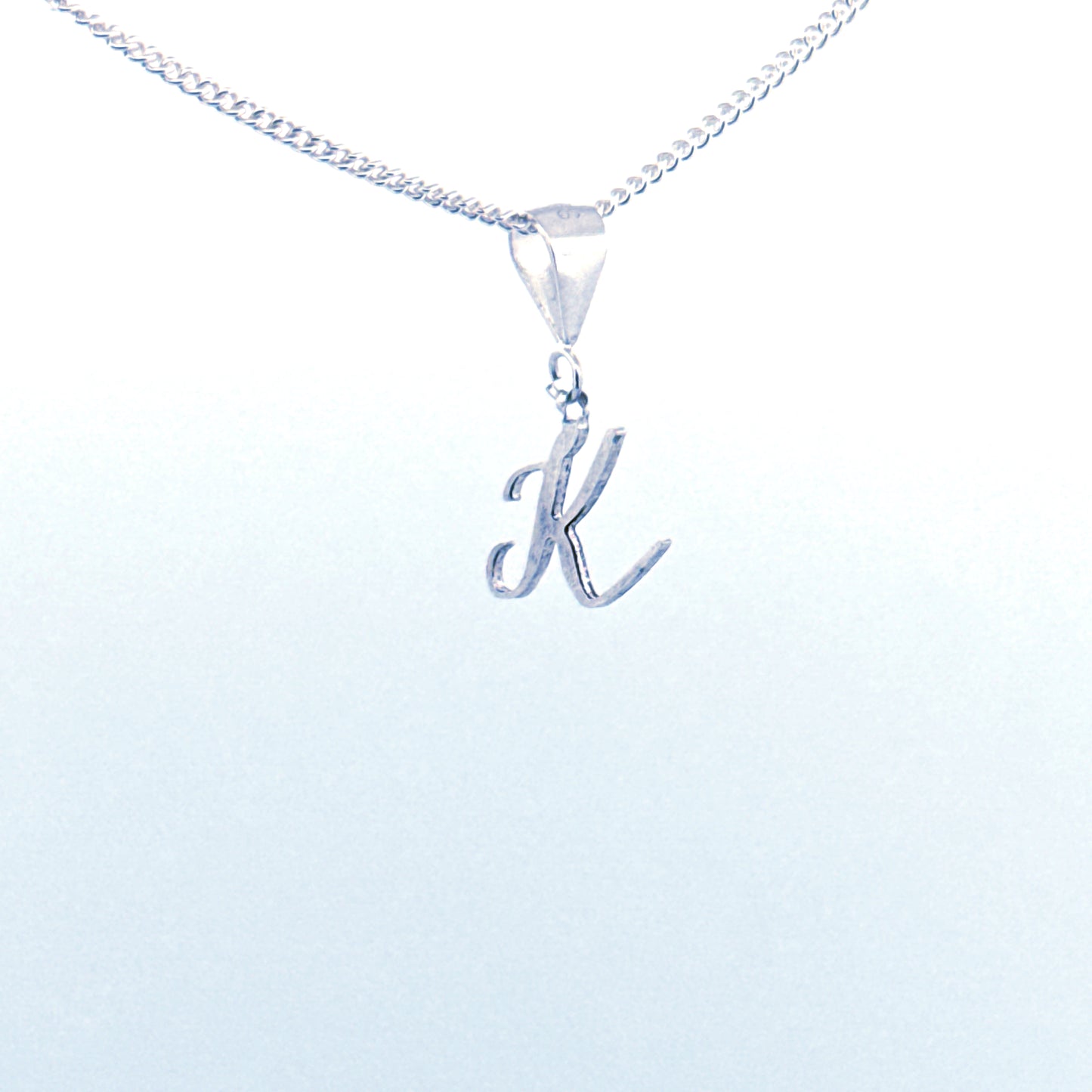 Personalised letter pendant, Italic style, Silver Silver