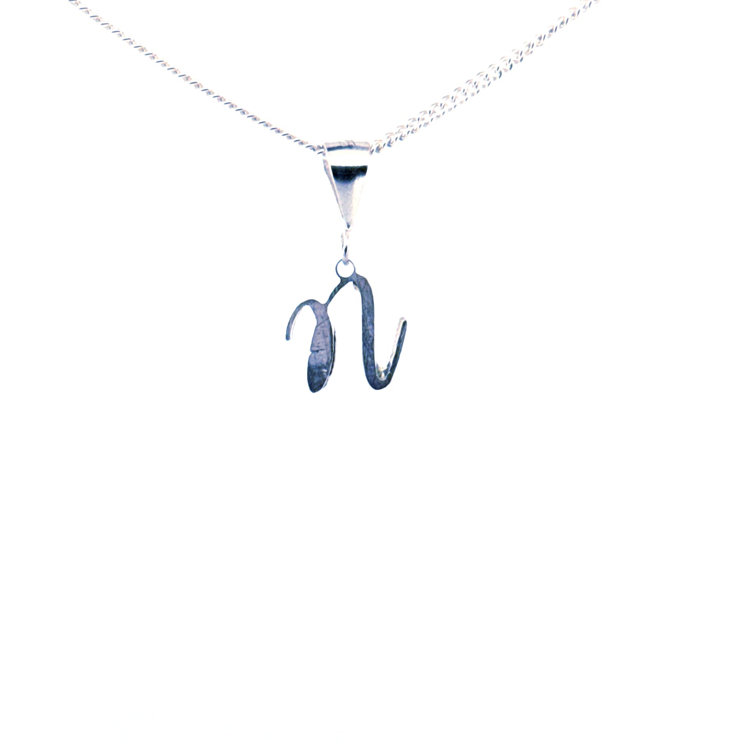 Personalised letter pendant, Italic style, Silver Silver