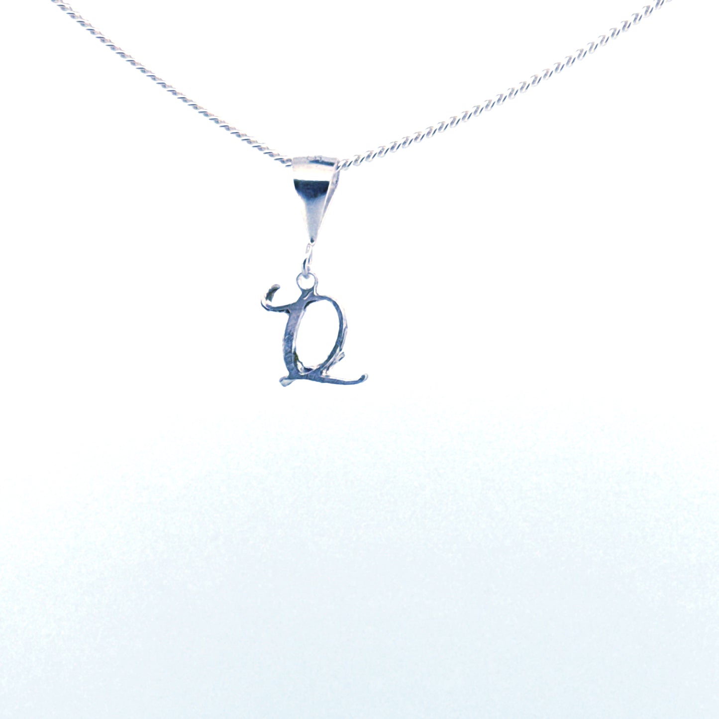 Personalised letter pendant, Italic style, Silver Silver
