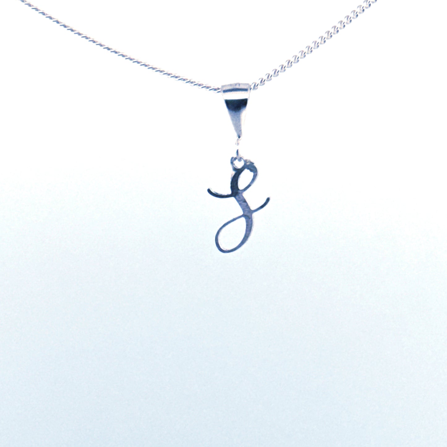 Personalised letter pendant, Italic style, Silver Silver