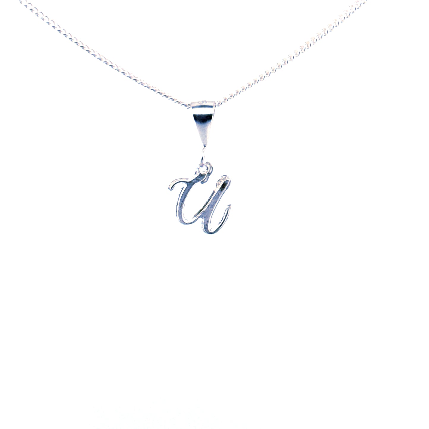 Personalised letter pendant, Italic style, Silver Silver