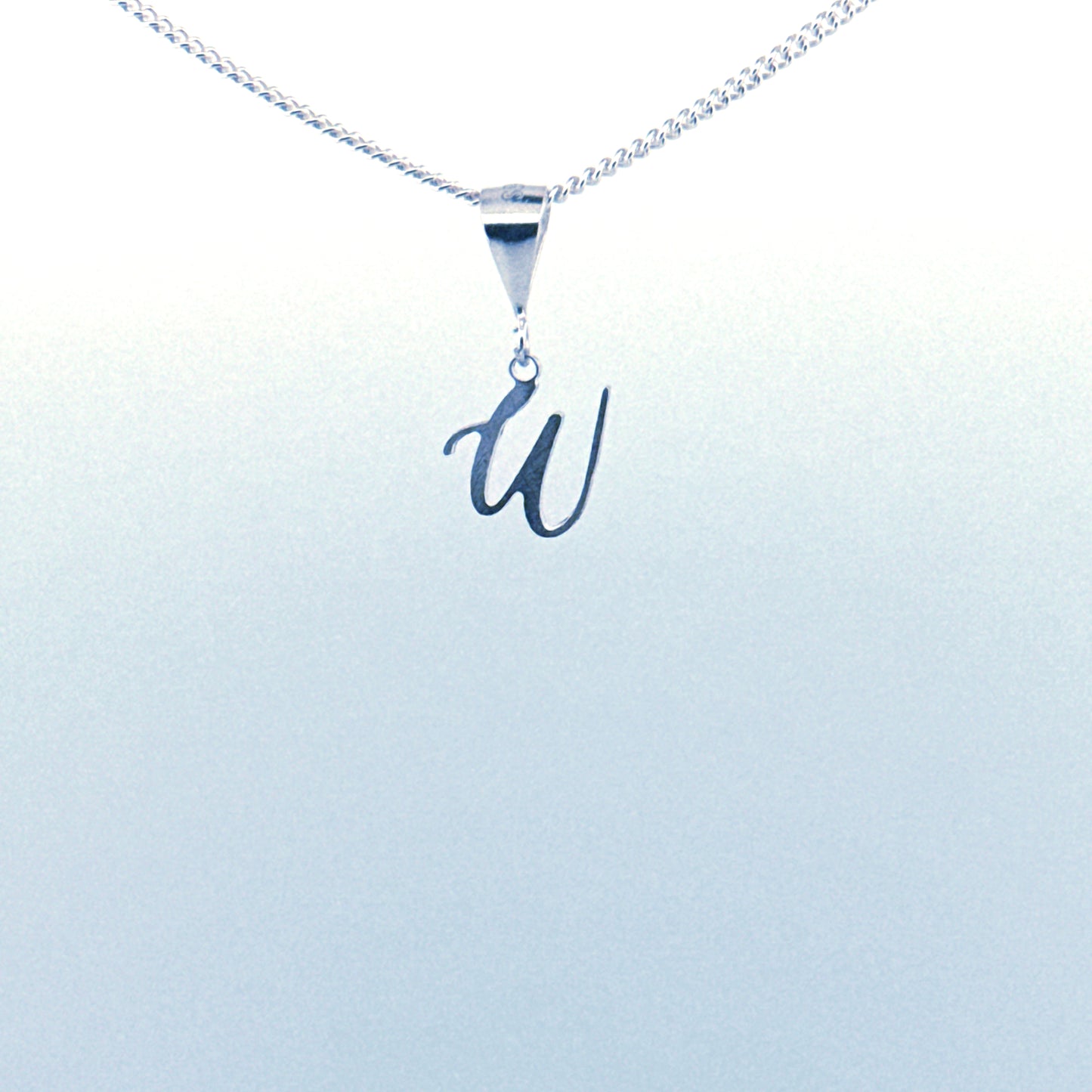 Personalised letter pendant, Italic style, Silver Silver