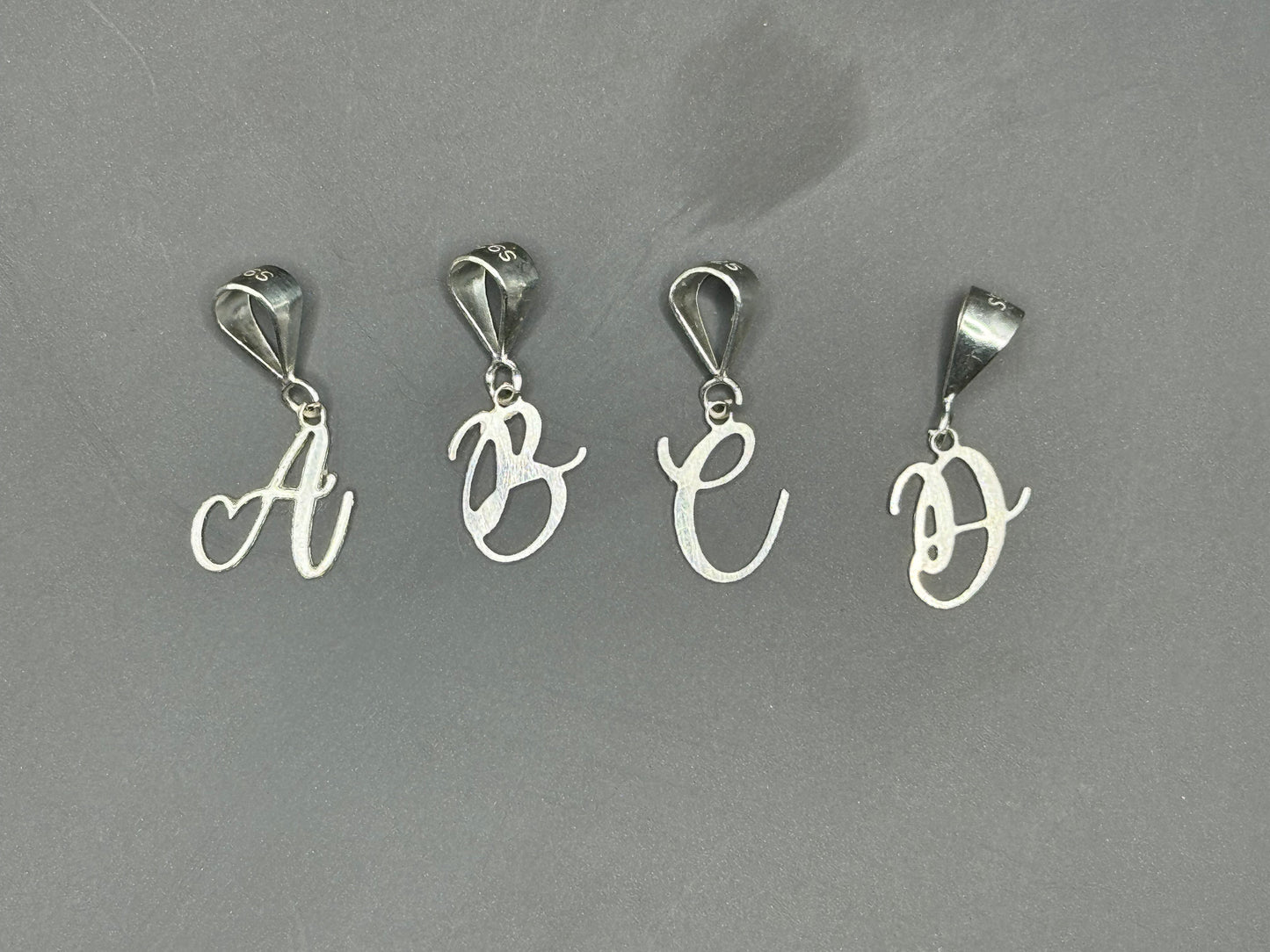 Personalised letter pendant, Italic style, Silver Silver