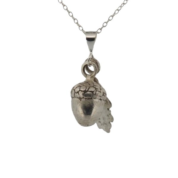 Acorn Jewellery Set – Sterling Silver Acorn & Leaf Pendant Duo - Lynne Lee Jewellery
