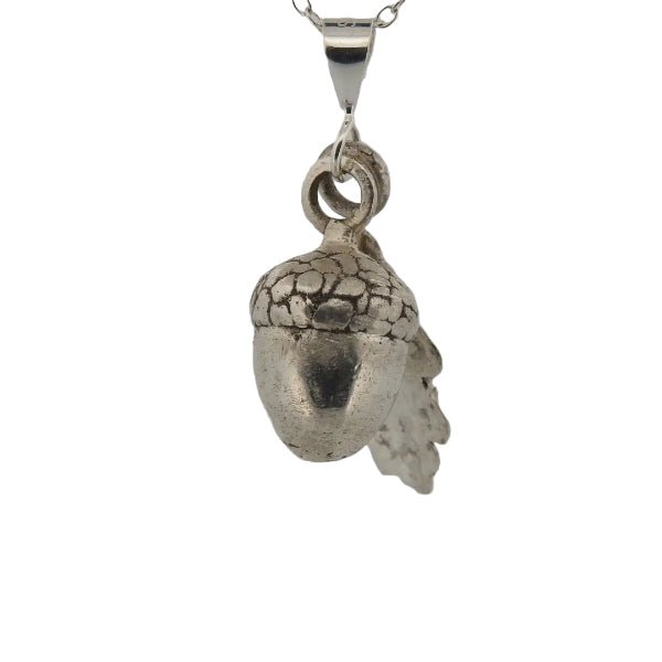 Acorn Jewellery Set – Sterling Silver Acorn & Leaf Pendant Duo - Lynne Lee Jewellery