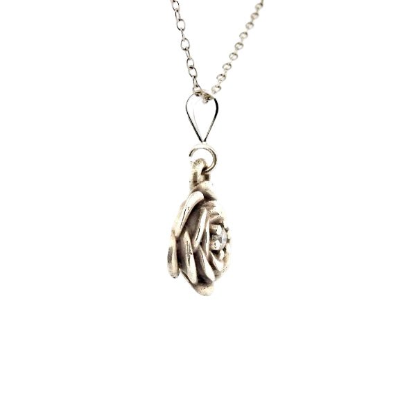Birth Flower Necklace, June's Rose in Sterling Silver - Lynne Lee Jewellery
