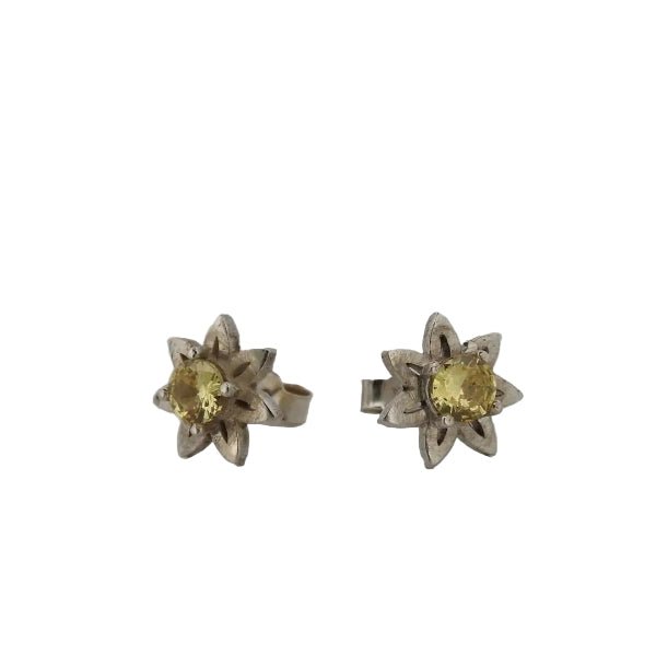 Daisy jewellery Stud Earrings with Yellow Sapphires, sterling silver - Lynne Lee Jewellery