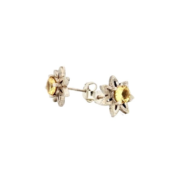 Daisy jewellery Stud Earrings with Yellow Sapphires, sterling silver - Lynne Lee Jewellery