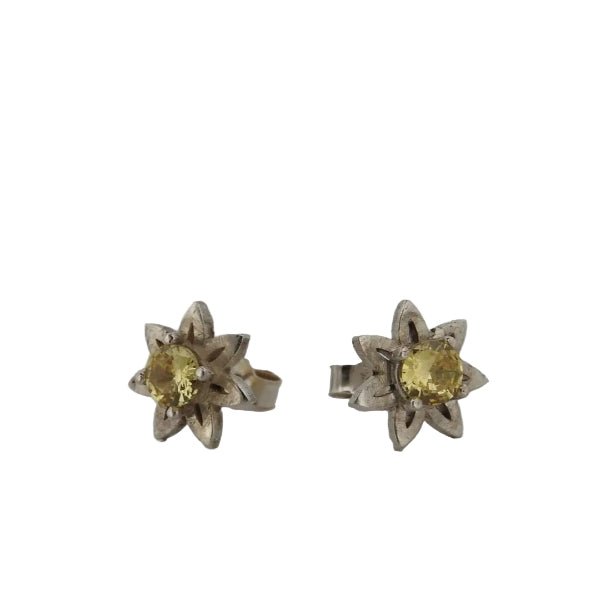 Daisy jewellery Stud Earrings with Yellow Sapphires, sterling silver - Lynne Lee Jewellery