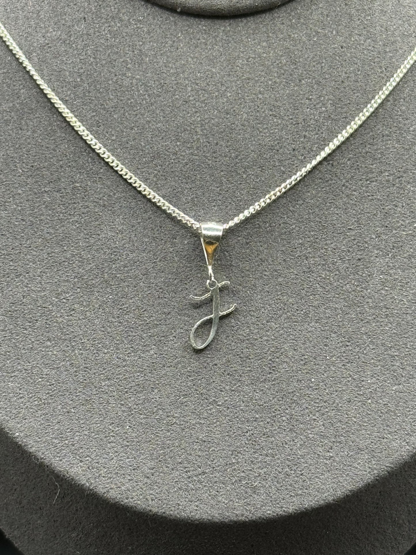 Personalised letter pendant, Italic style, Silver Silver