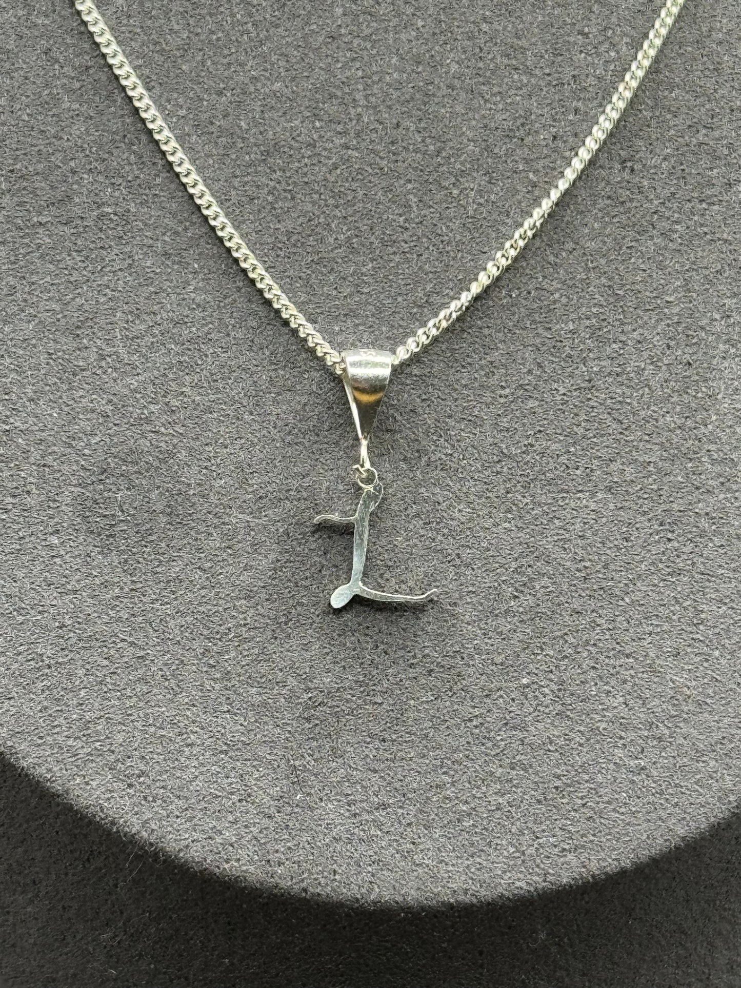 Personalised letter pendant, Italic style, Silver Silver