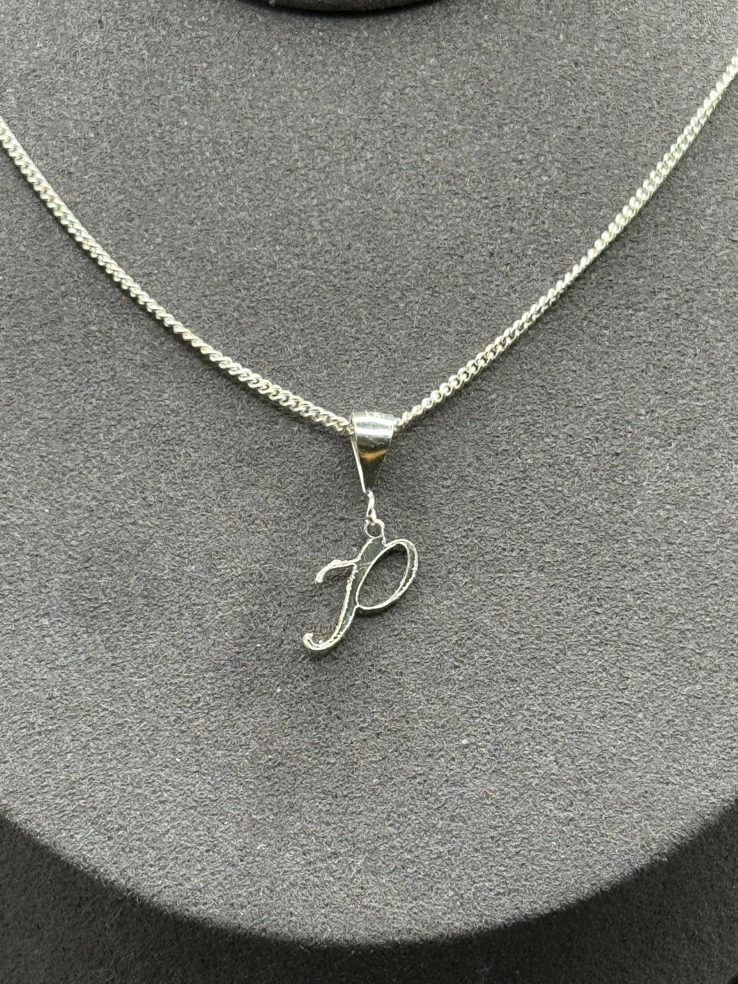 Personalised letter pendant, Italic style, Silver Silver