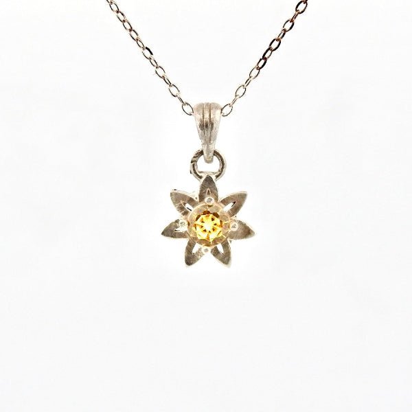 Sterling Silver Daisy Jewellery Pendant with Yellow Sapphire - Lynne Lee Jewellery