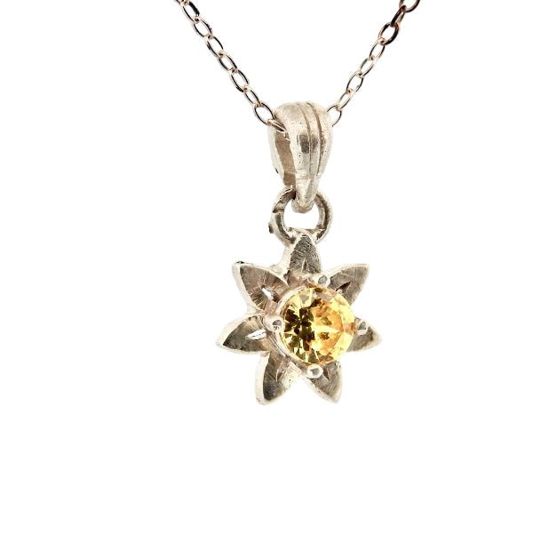 Sterling Silver Daisy Jewellery Pendant with Yellow Sapphire - Lynne Lee Jewellery