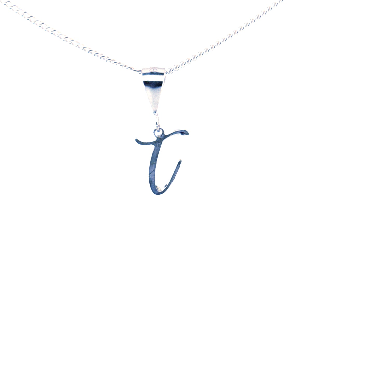Personalised letter pendant, Italic style, Silver Silver