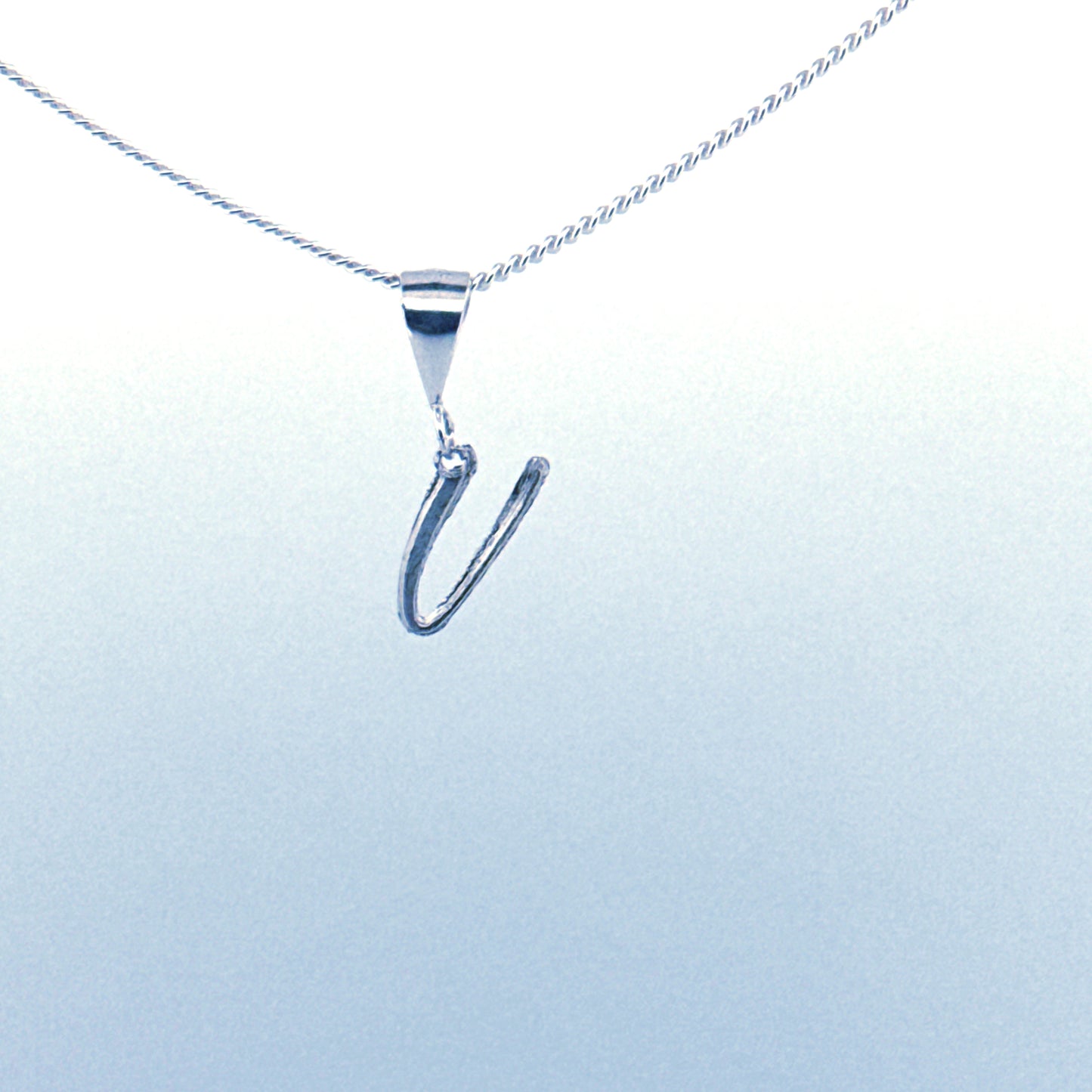 Personalised letter pendant, Italic style, Silver Silver