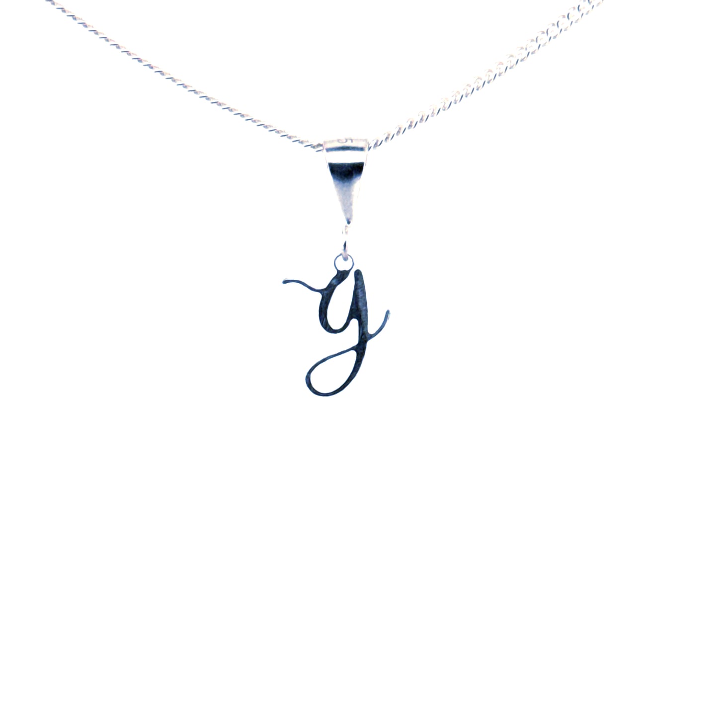 Personalised letter pendant, Italic style, Silver Silver