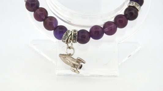 Cosmic Dreams Amethyst Bracelet with Sterling Silver Rocket Charm - Lynne Lee Jewellery