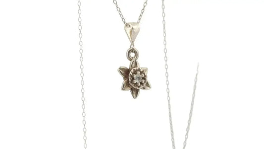Sterling Silver Narcissus Pendant - December's Winter Beauty - Lynne Lee Jewellery