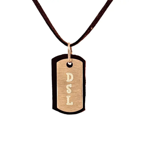 Personalised Sterling Silver Bohemian Dog Tag - Handcrafted with Faux Leather - Lynne Lee Jewellery