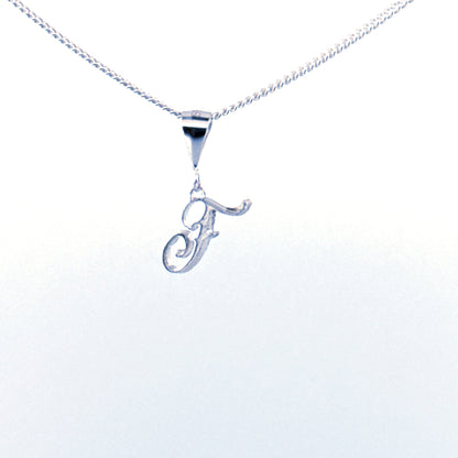 Personalised letter pendant, Italic style, Silver Silver