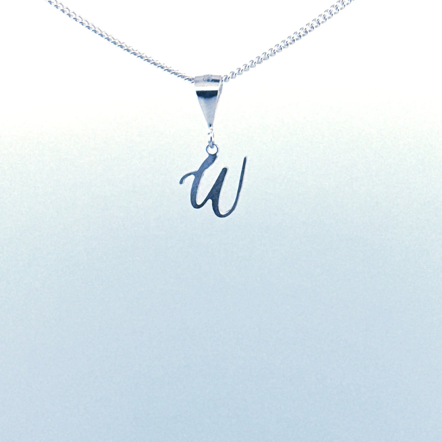 Personalised letter pendant, Italic style, Silver Silver - Lynne Lee Jewellery