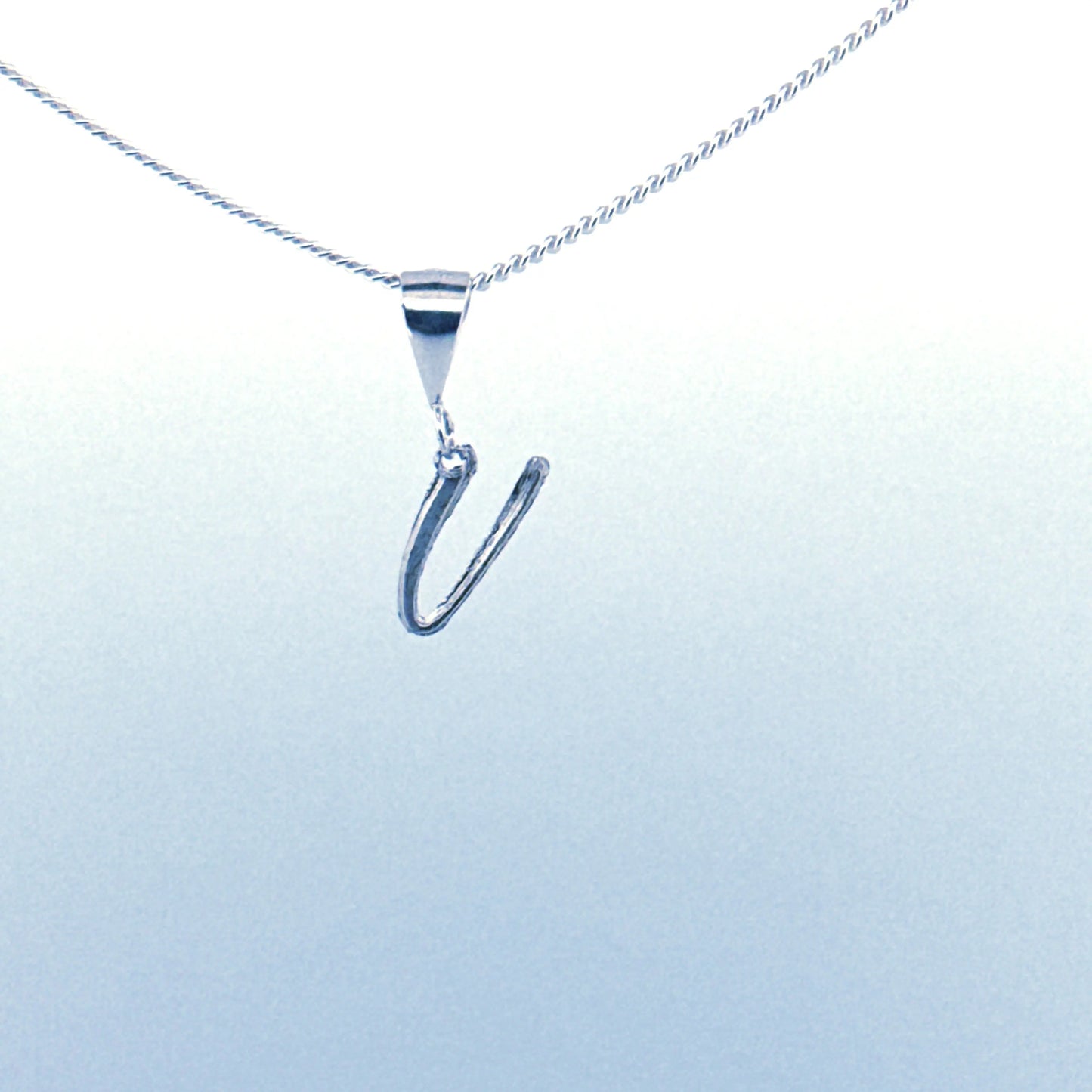 Personalised letter pendant, Italic style, Silver Silver - Lynne Lee Jewellery