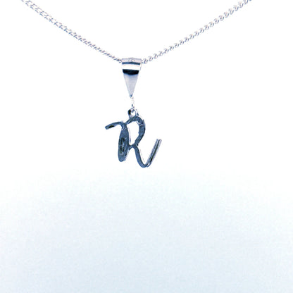 Personalised letter pendant, Italic style, Silver Silver - Lynne Lee Jewellery
