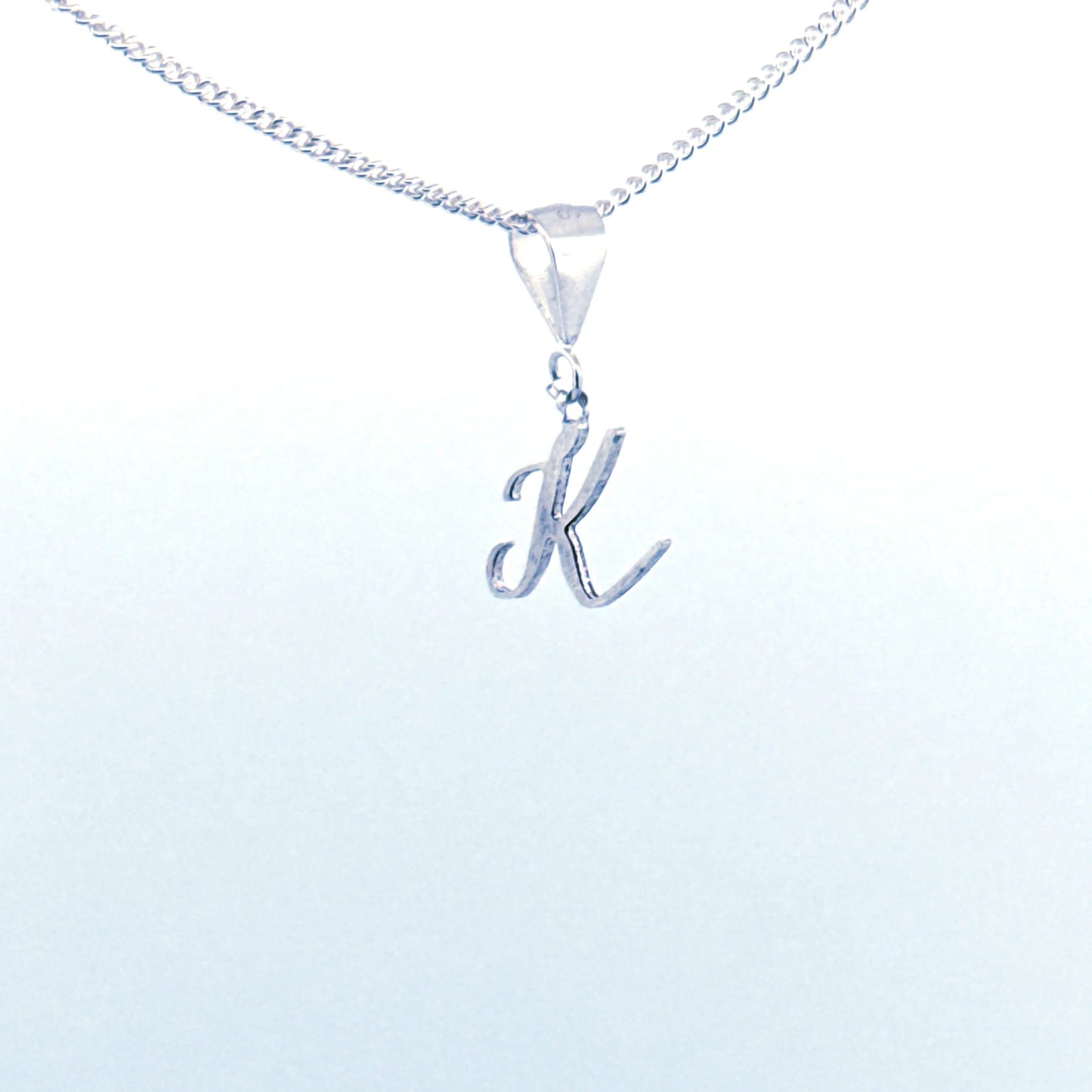 Personalised letter pendant, Italic style, Silver Silver - Lynne Lee Jewellery