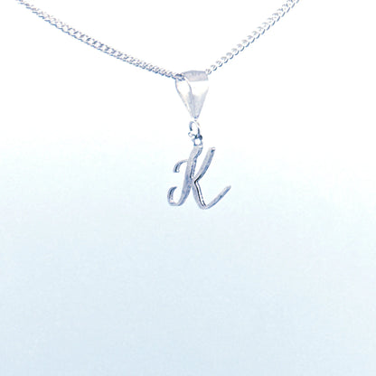 Personalised letter pendant, Italic style, Silver Silver - Lynne Lee Jewellery