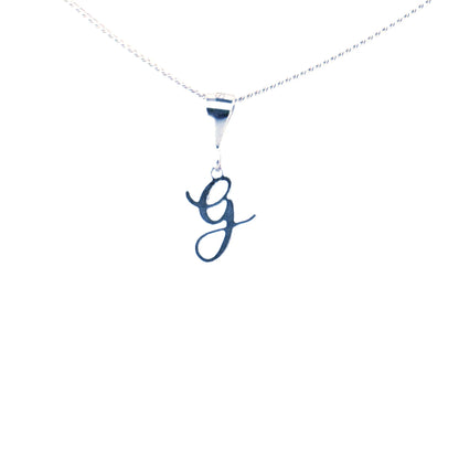 Personalised letter pendant, Italic style, Silver Silver - Lynne Lee Jewellery