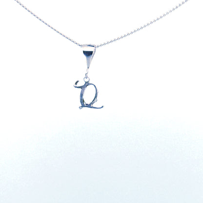 Personalised letter pendant, Italic style, Silver Silver