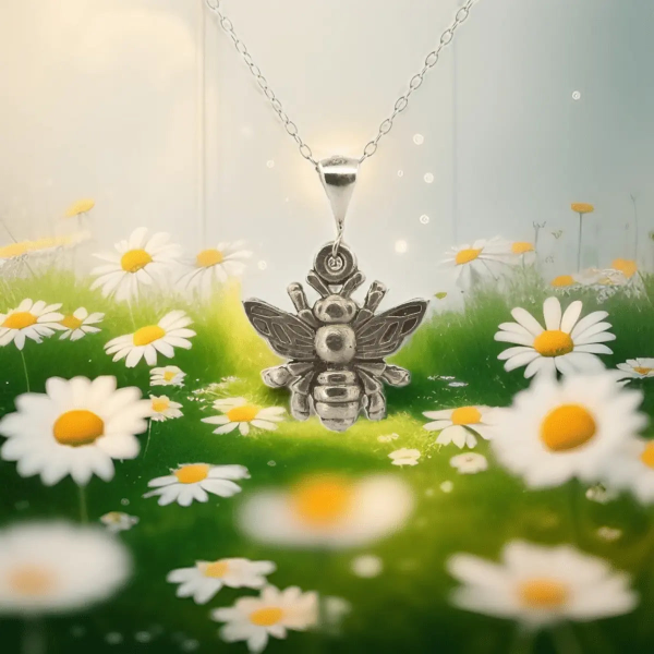 Sterling Silver Bee Pendant - Symbol of Community & Dedication - Lynne Lee Jewellery