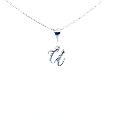 Personalised letter pendant, Italic style, Silver Silver