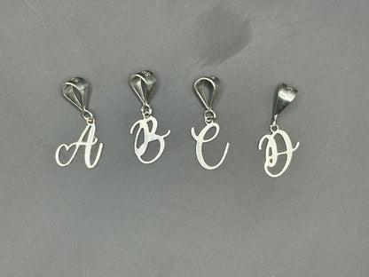 Personalised letter pendant, Italic style, Silver Silver