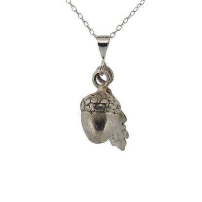 Acorn Jewellery Set – Sterling Silver Acorn & Leaf Pendant Duo - Lynne Lee Jewellery