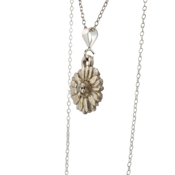 April Birth Flower Pendant - Daisy Sterling Silver Necklace with Diamond - Lynne Lee Jewellery
