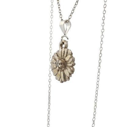 April Birth Flower Pendant - Daisy Sterling Silver Necklace with Diamond - Lynne Lee Jewellery