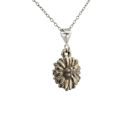 April Birth Flower Pendant - Daisy Sterling Silver Necklace with Diamond - Lynne Lee Jewellery