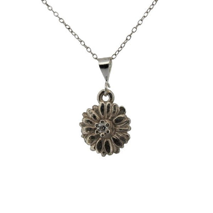 April Birth Flower Pendant - Daisy Sterling Silver Necklace with Diamond - Lynne Lee Jewellery