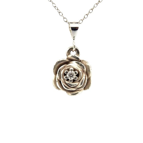 Birth Flower Necklace, June's Rose in Sterling Silver - Lynne Lee Jewellery