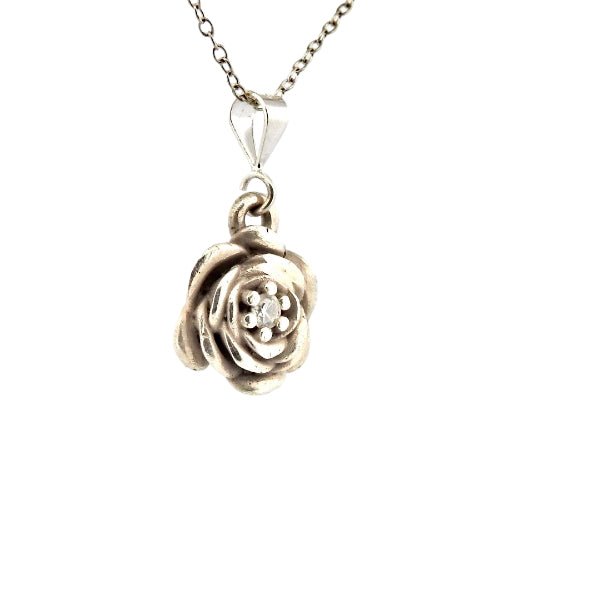 Birth Flower Necklace, June's Rose in Sterling Silver - Lynne Lee Jewellery