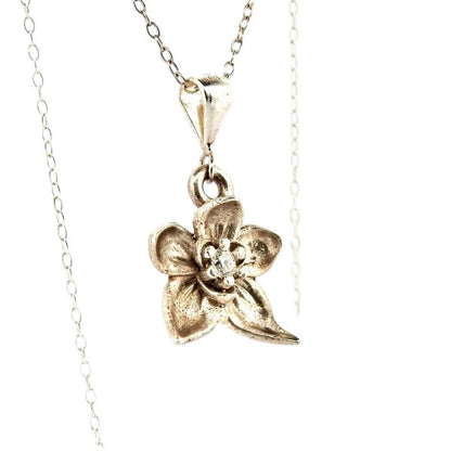 Birth Flower Necklace, May's Orchid - Sterling Silver - Lynne Lee Jewellery