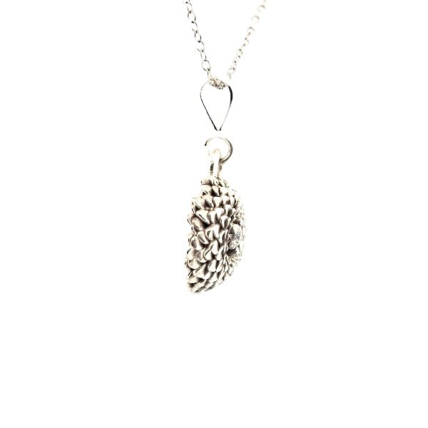 Birth Flower Necklace, October's Marigold - Sterling Silver with diamond center. - Lynne Lee Jewellery