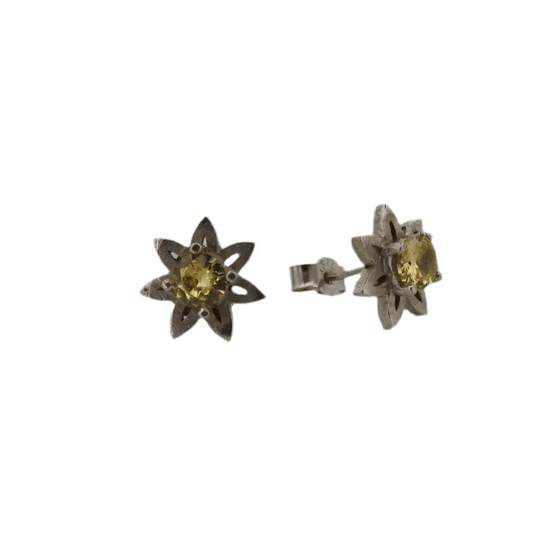 Daisy jewellery Stud Earrings with Yellow Sapphires, sterling silver - Lynne Lee Jewellery