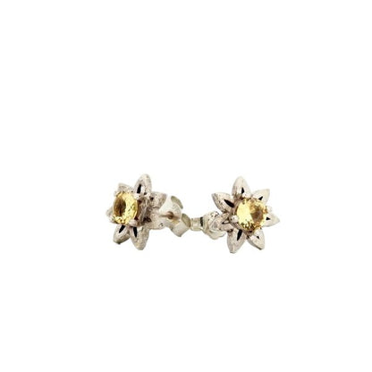 Daisy jewellery Stud Earrings with Yellow Sapphires, sterling silver - Lynne Lee Jewellery