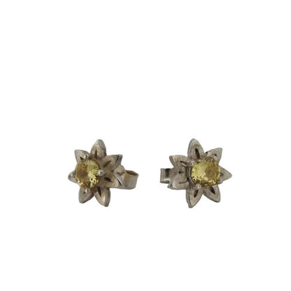 Daisy jewellery Stud Earrings with Yellow Sapphires, sterling silver - Lynne Lee Jewellery