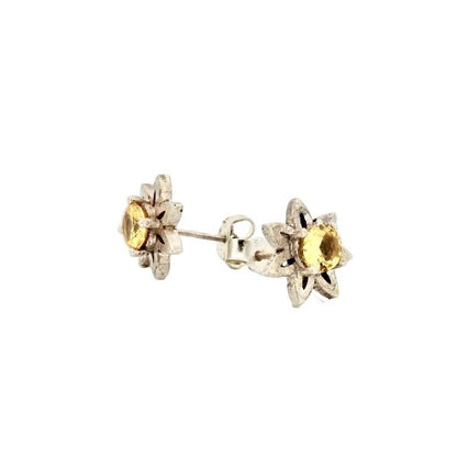 Daisy jewellery Stud Earrings with Yellow Sapphires, sterling silver - Lynne Lee Jewellery